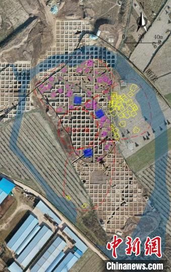 圖為位于甘肅省天水市張家川回族自治縣境內(nèi)的圪垯川遺址史家類型時(shí)期大型環(huán)壕聚落布局。(資料圖) 甘肅省文物局供圖